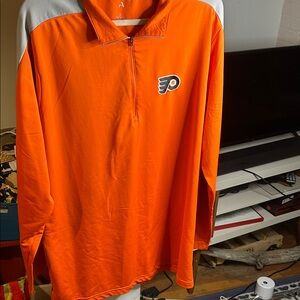 Philadelphia flyers shirt,orange pullover zip up,XL